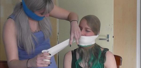  Two teen girls try gags